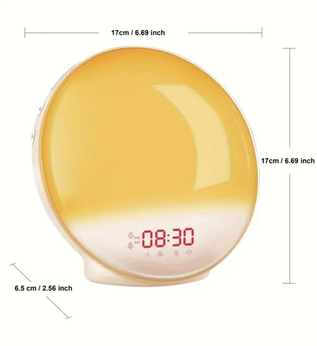 Budzik imitujący wschód słońca lampka radio