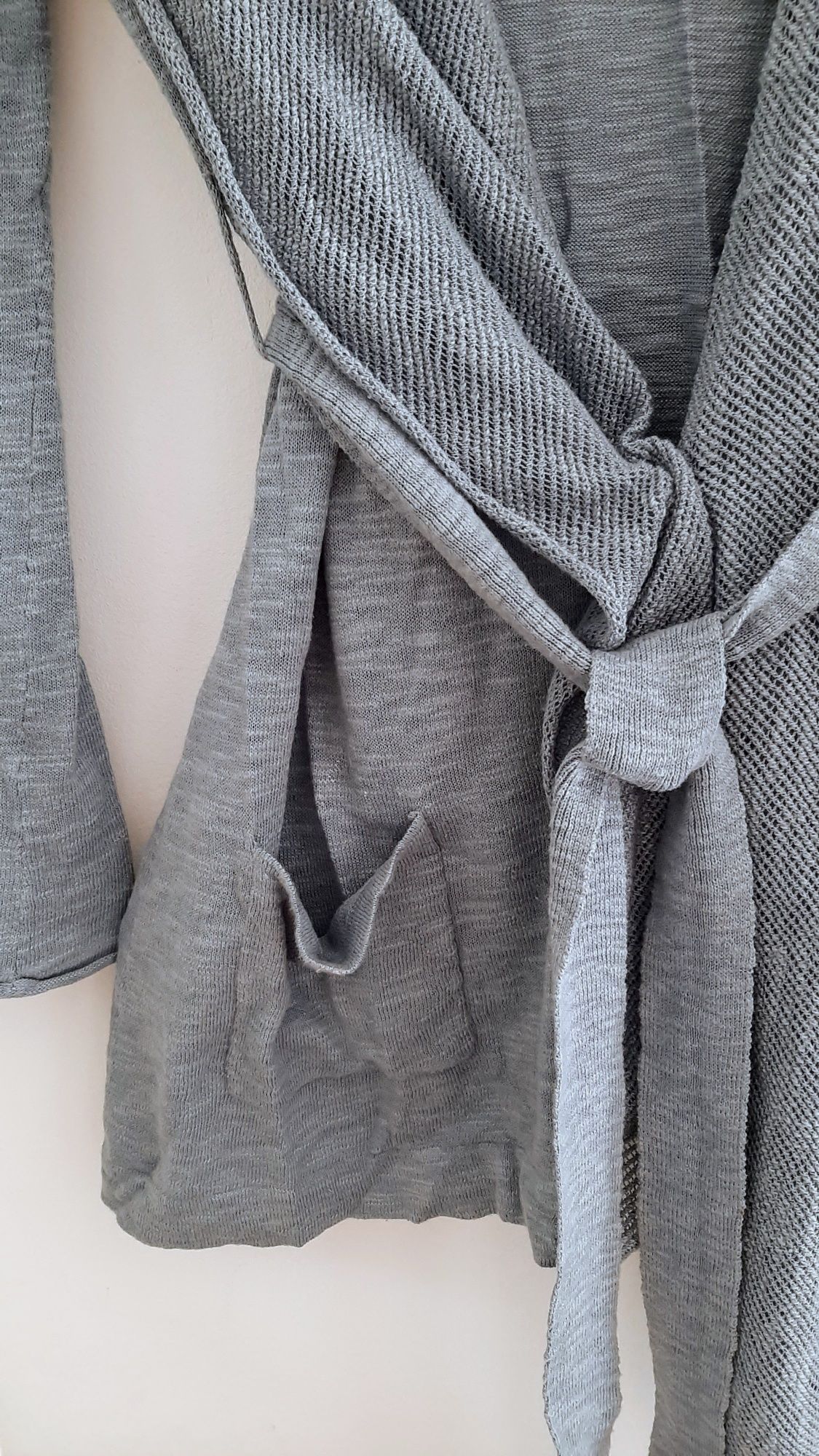 Cardigan 3/4, com cinto, tam. S, H&M