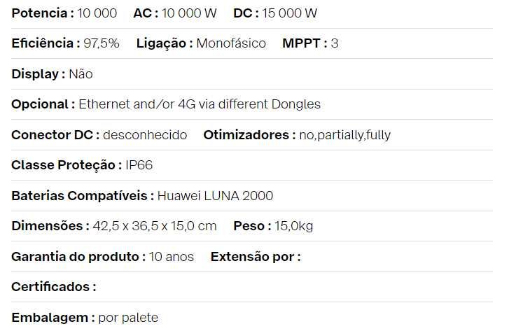 Inversor HUAWEI SUN2000-10K-LC0 - Monofásico (Autoconsumo)