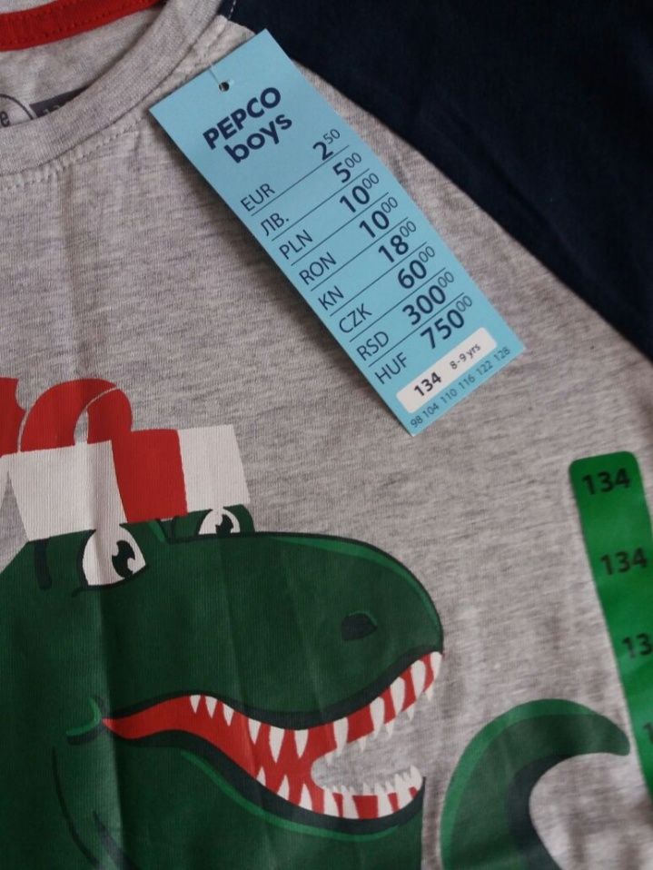 NOWA bluzka koszulka tshirt pepco 134 dinozaur dinozaury prezent