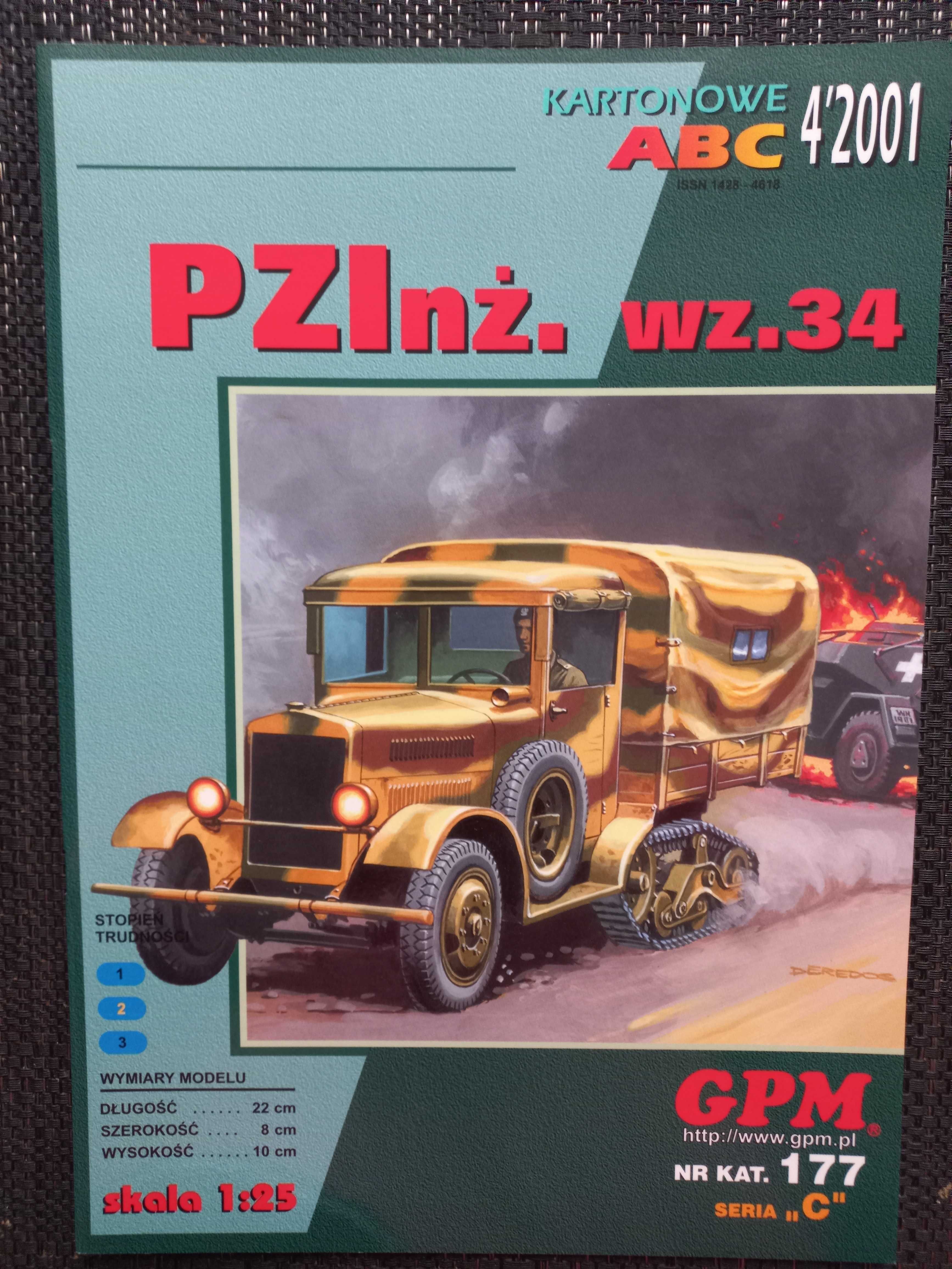 Model Kartonowy GPM 177 Samochód półgąsienicowy PZInż. Wz.34