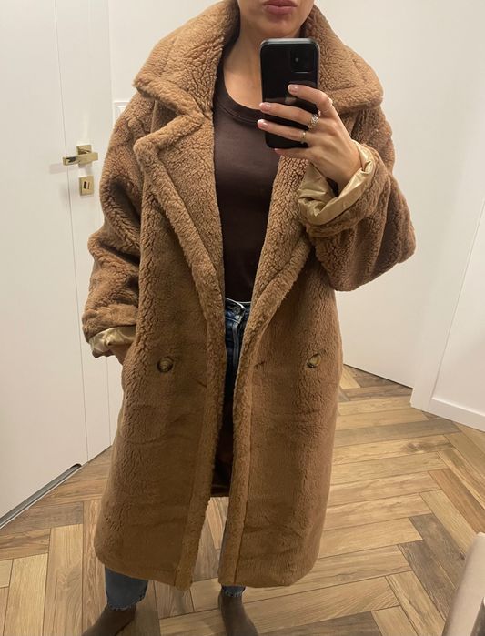 płaszcz futerko max mara teddy camel carmel S nowy miś baranek