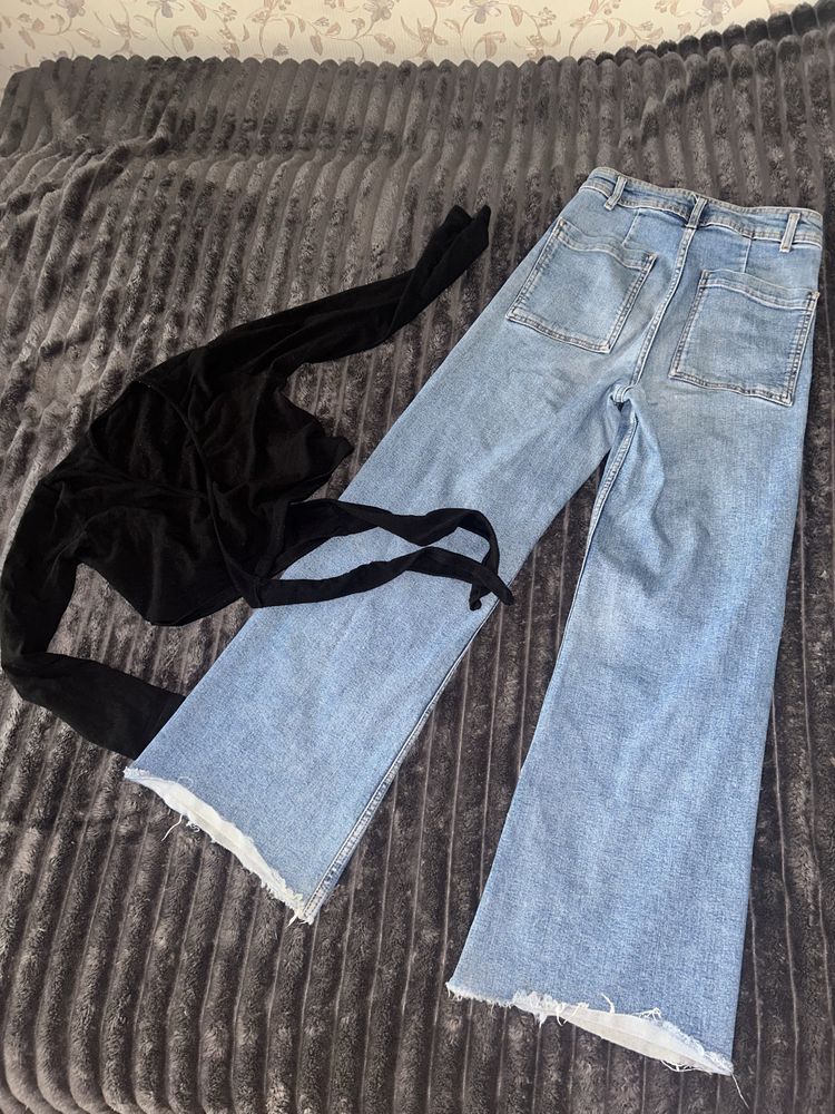 Джинси Zara кльош +топ лот кофтинка клёш