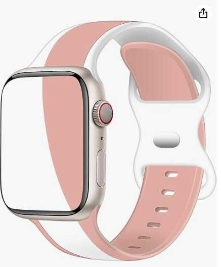 Silikonowy pasek do zegarka Apple Watch biało-różowy TopPerfekt