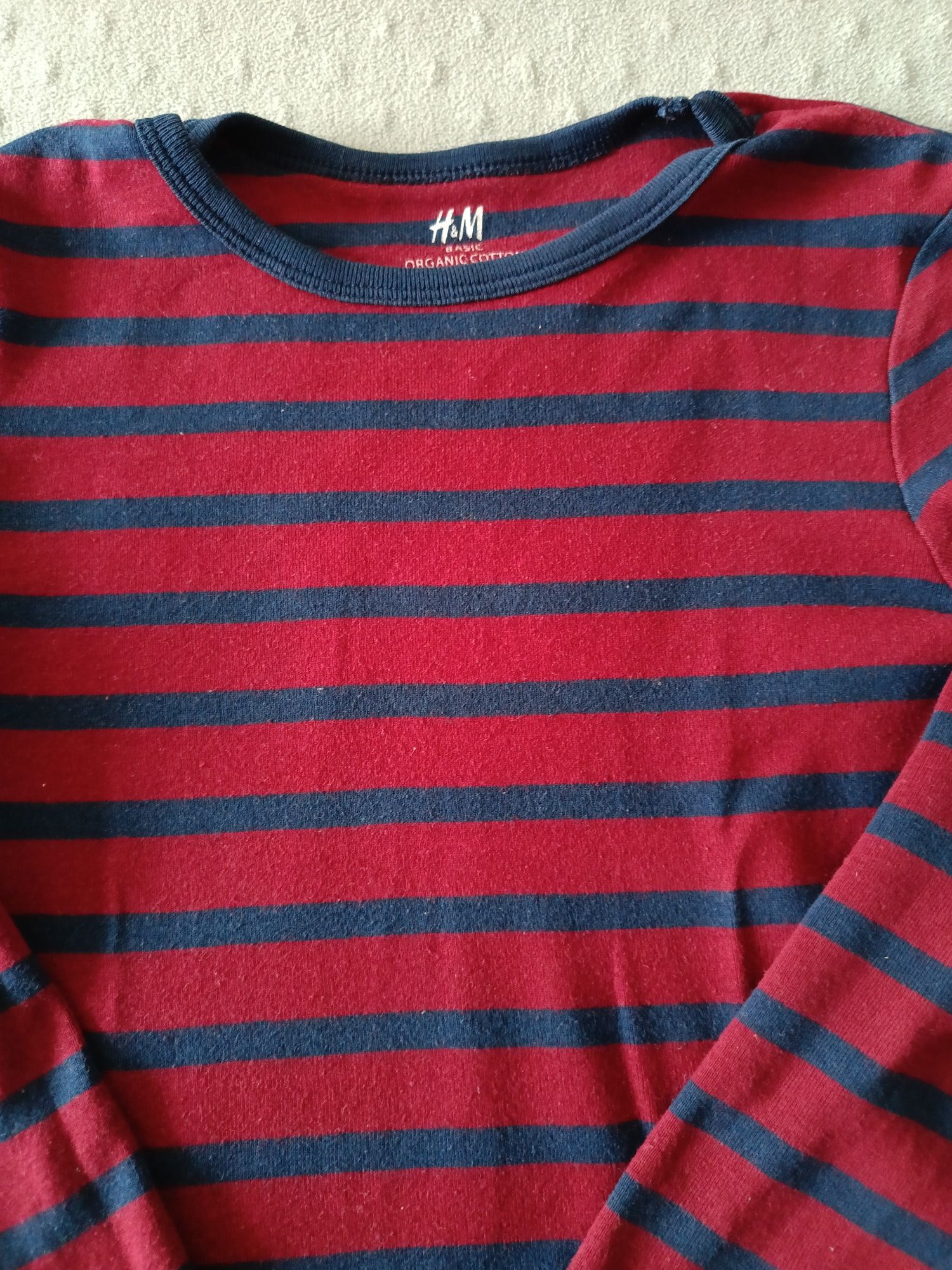 Bluzka z długim rękawem rozmiar 116 bawełniana w paski H&m