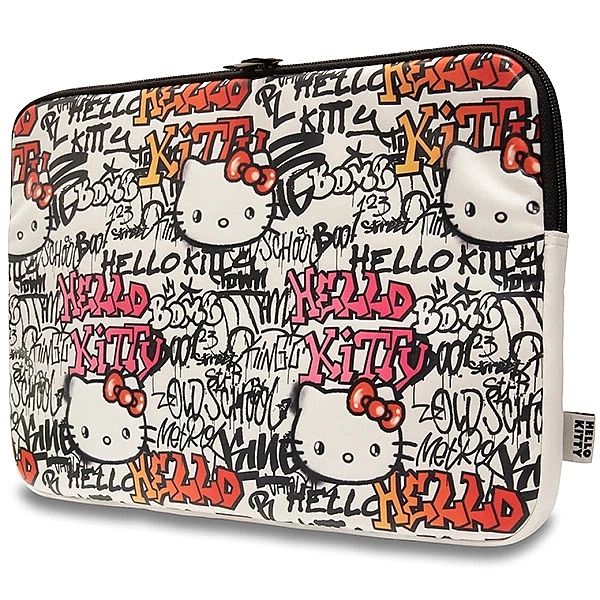 Pokrowiec Hello Kitty PU Metal Logo na laptopa 14" - beżowy