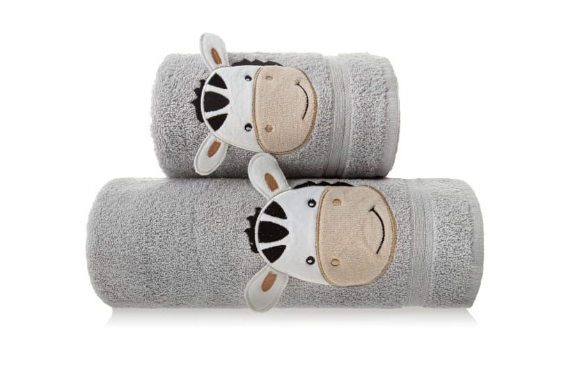 Szary Ręcznik Kąpielowy Dla Dzieci 50X90 Zebra