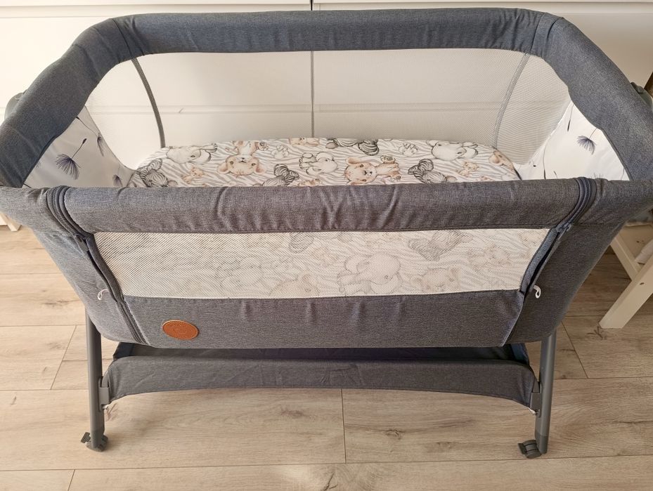 Lionelo Leonie Plus Stone Grey - łóżeczko dostawka + 2 materace