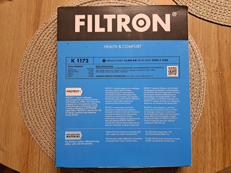 Filtr kabinowy FILTRON K1172 - Fiat Punto 3 Siena, Opel Corsa D