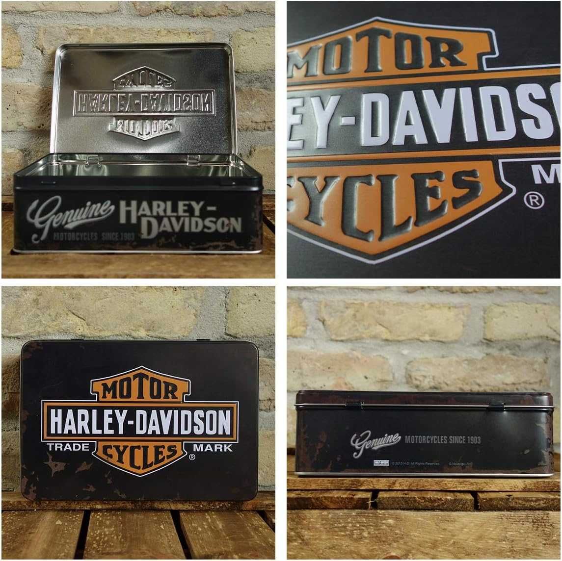 Caixa Plana em Lata - Estilo Retro - Tema Harley Davidson - 2.5 Lt's