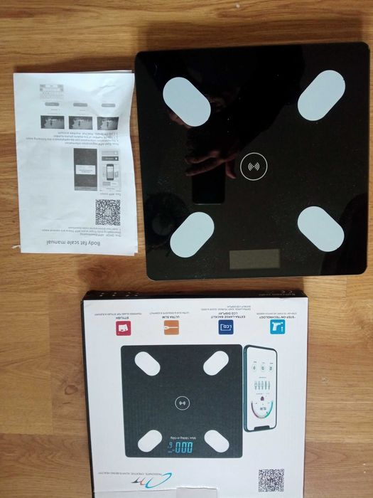 Waga bluetooth łazienkowa na baterie paluszki wiele funkcji NOWA