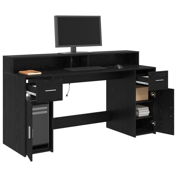 Vidaxl Biurko Z Czarnego Dębu 160X55X91 Cm Materiały Drewnopochodne