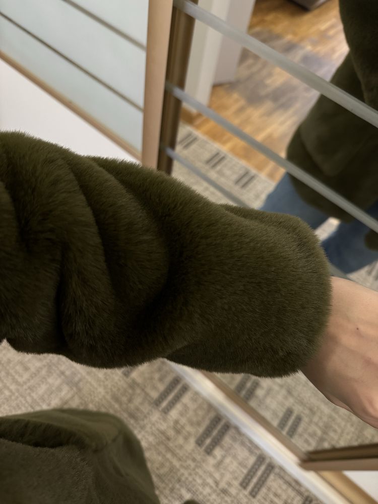 Шуба з еко хутра, колір хакі