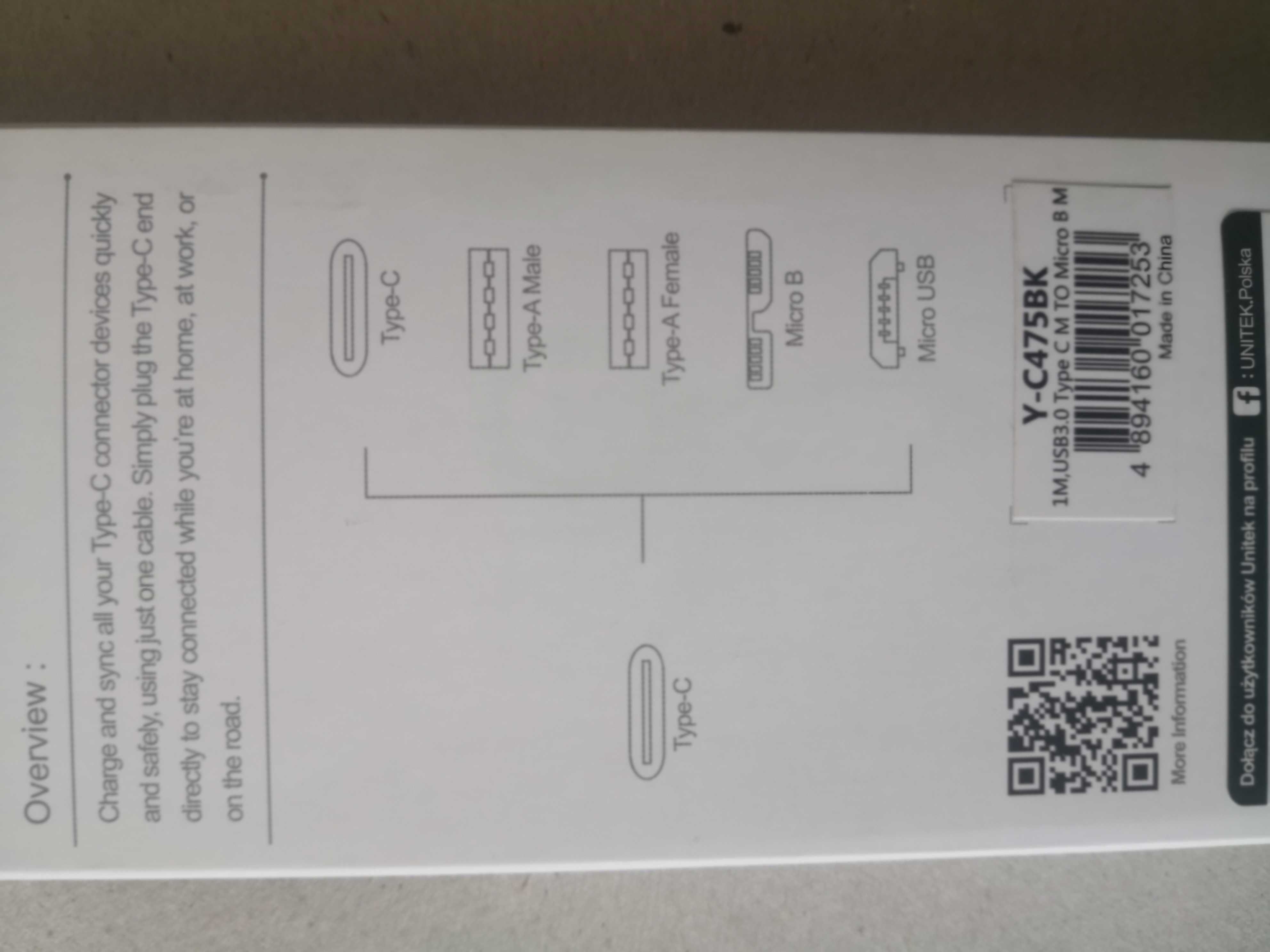Kabel USB c  USB B, usbc usbb USB-c USB-B kabelek nowy UNITEK