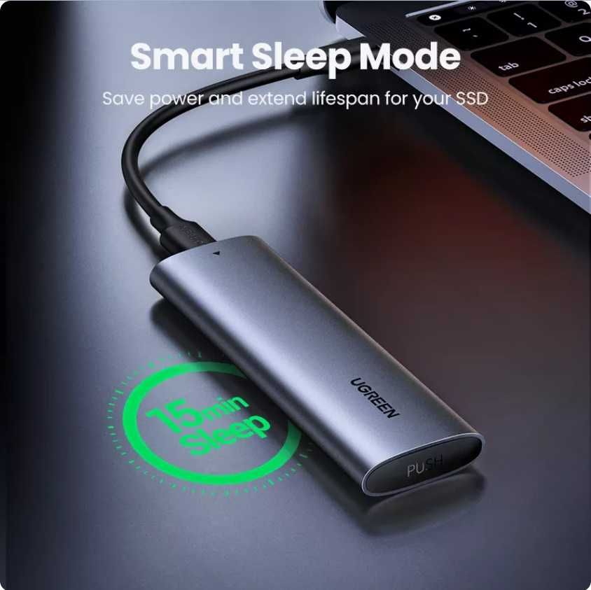 Внешний карман UGREEN CM400 M.2 SATA/NVMe PCIe SSD to USB 3.2 Gray