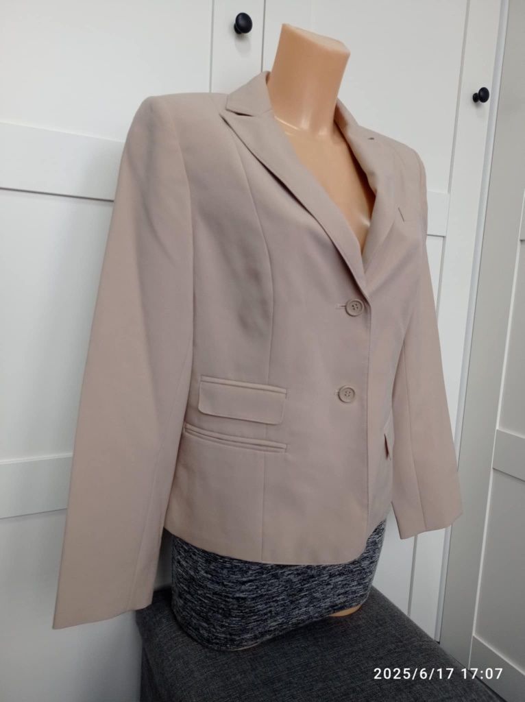 Marynarka 10 M 38 beżowy żakiet blezer elegancki wizytowy codzienny bi