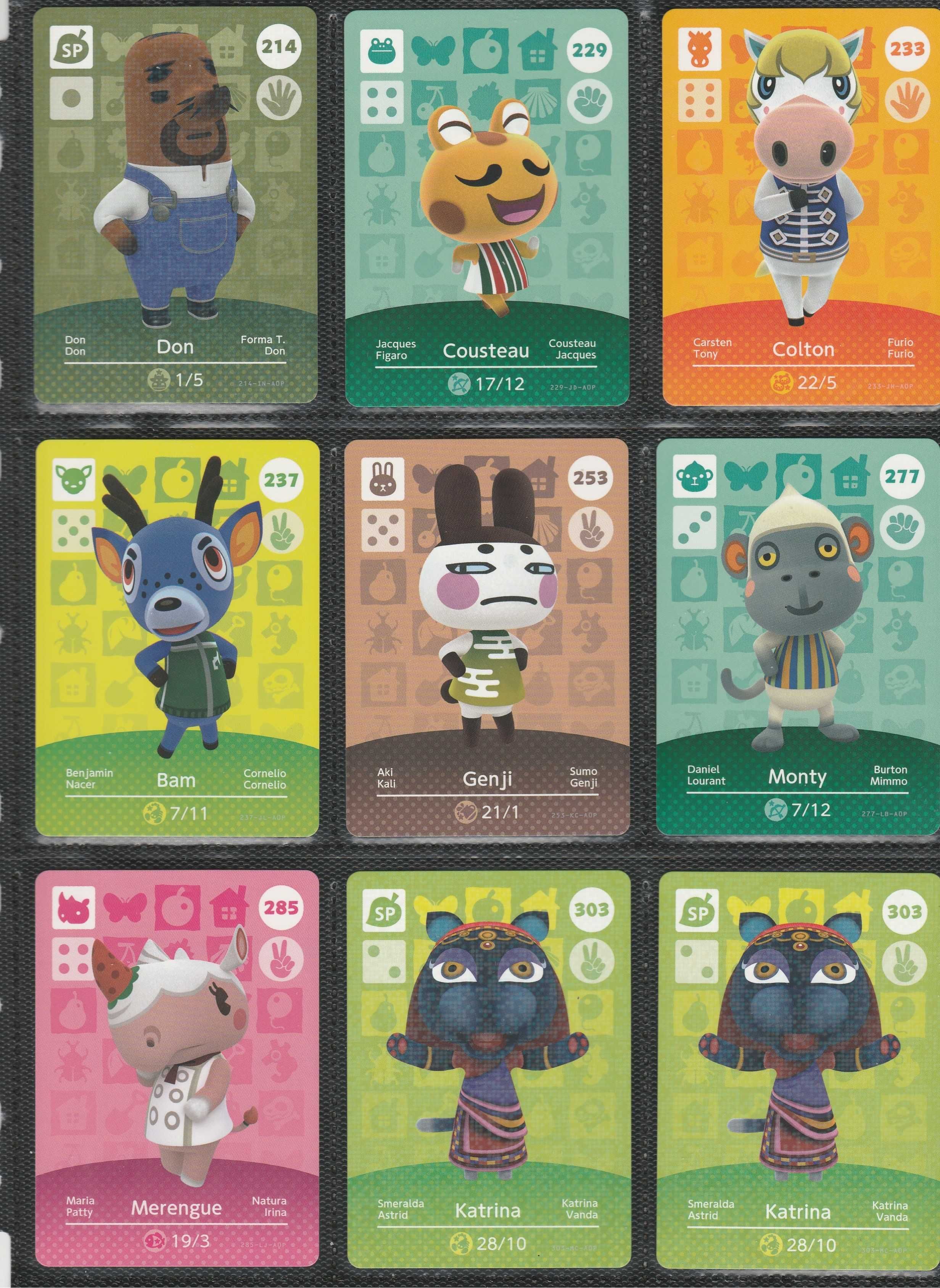 Cartas Amiibo Animal Crossing - Séries 1, 2, 3, 4 e 5