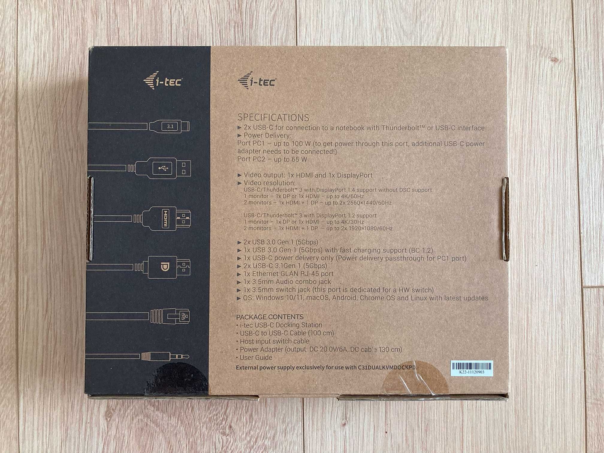 Stacja dokująca i-tec usb-c z przełącznikiem KVM