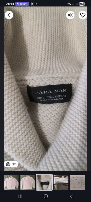 Чоловічий светр ZARA MAN, р. L