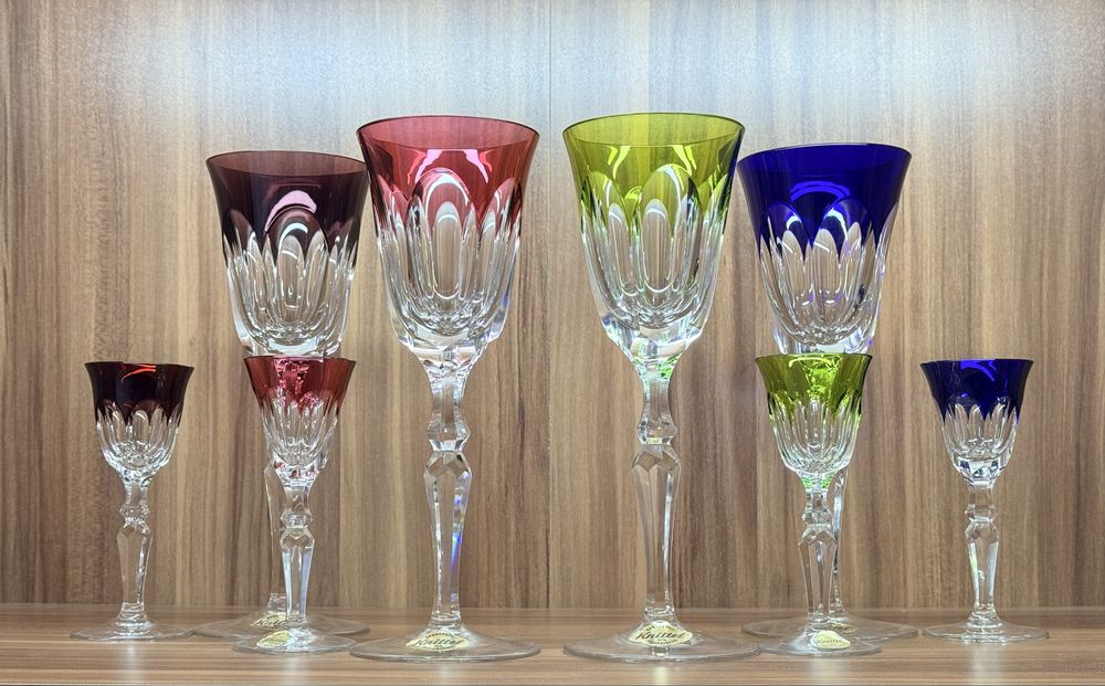 Винтажные хрустальные фужеры для вина и рюмки фирмы Knittel GDR Герман