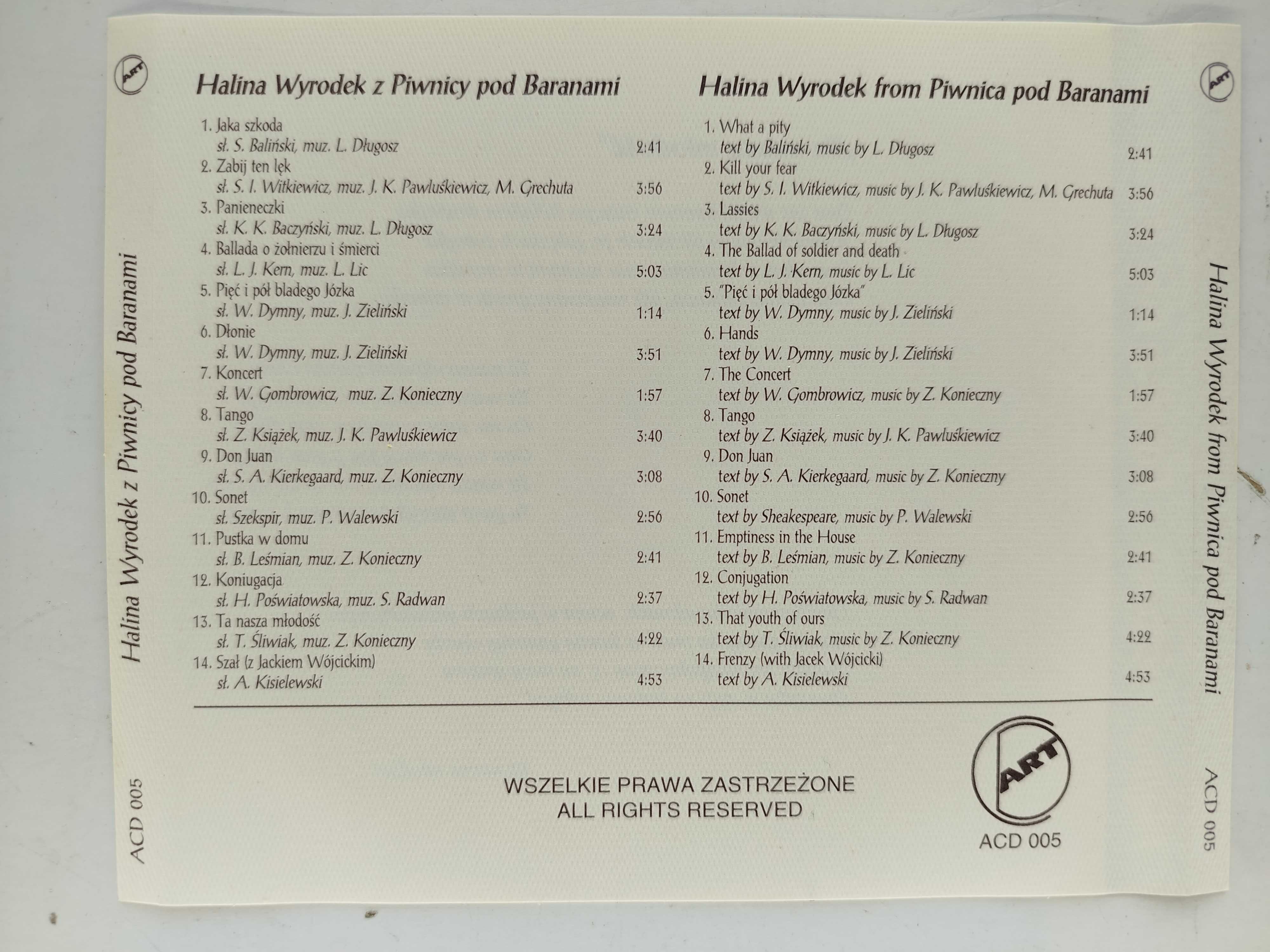 Halina Wyrodek ta nasza młodość CD piwnica pod baranami Unikat