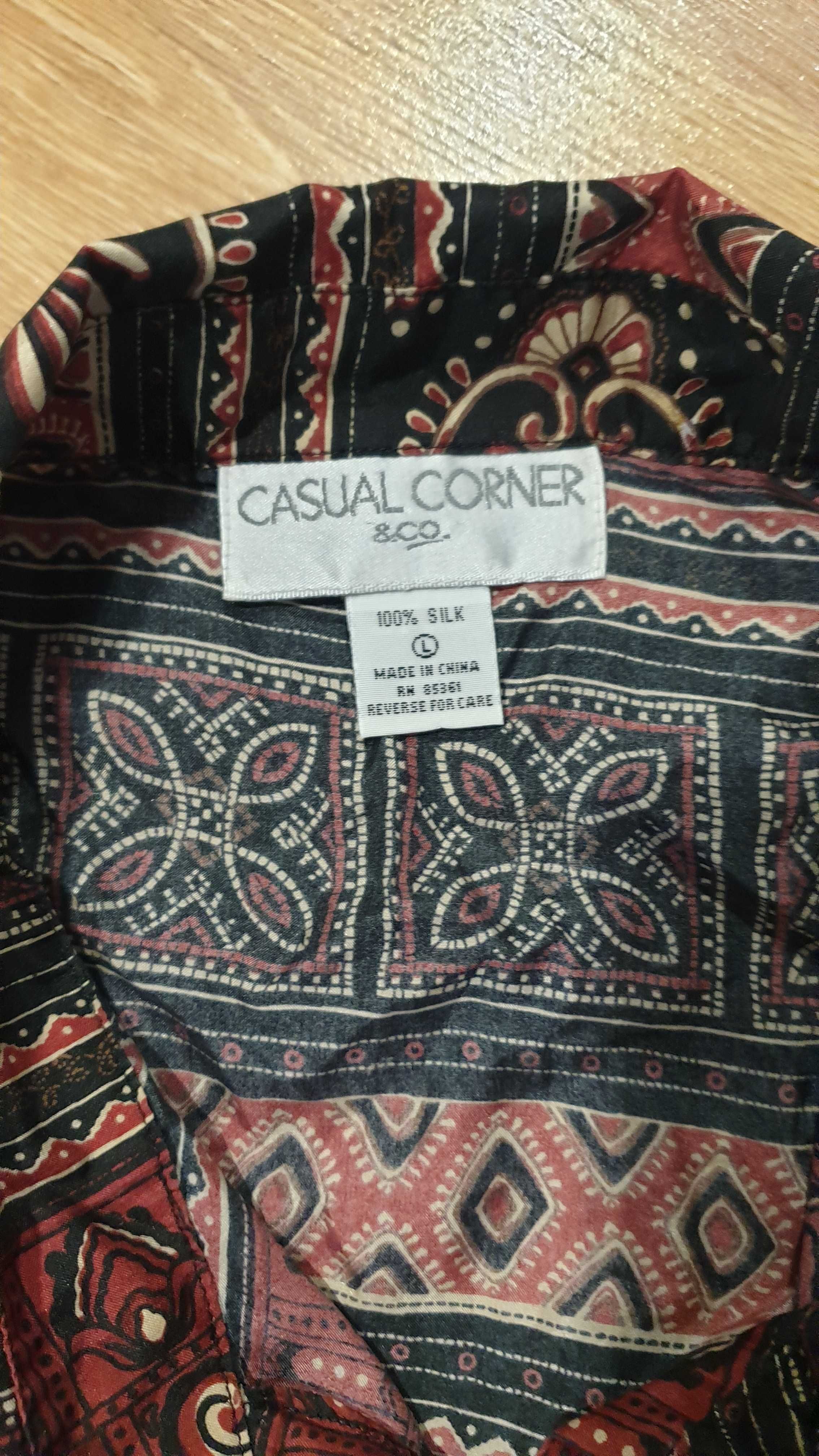 koszula  jedwabna Casual  corner bordo czern bez