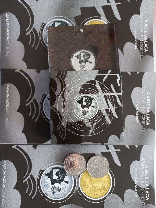 Moedas Prata Proof coloridas 20 anos do euro arte laca, sardinha, outr