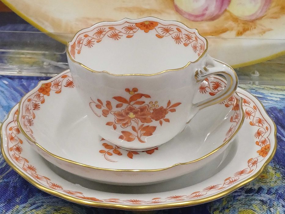 Zestaw śniadaniowy porcelana Miśnia Indish Orange (P.100)