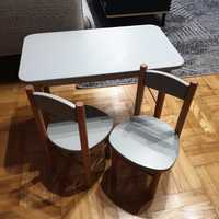 Stolik 2 krzesełka mebelki dla dzieci szary drewno drewniane