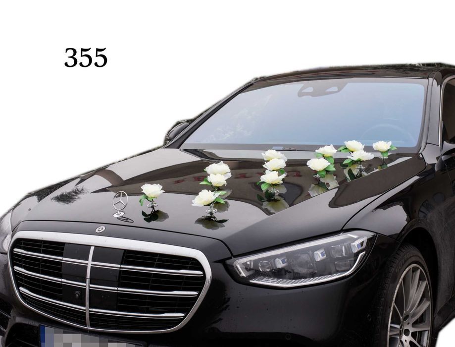 ŚLUBNA dekoracja na auto w kolorze KREMOWYM. Ozdoby na auto 355