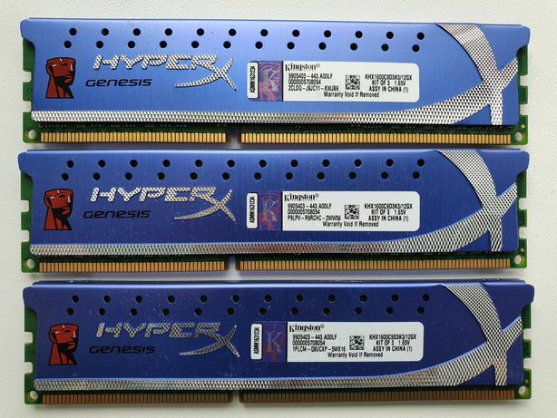 Память DDR3 1600 CL9 Kingston KHX1600C9D3K3/12GX 3x4GB