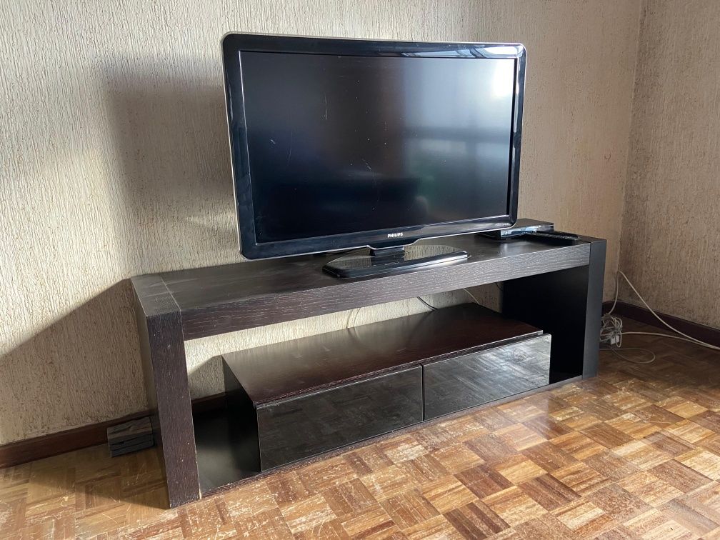 Conjunto Sala com Mesa extensível e cadeiras, Móvel TV e Armário wenge