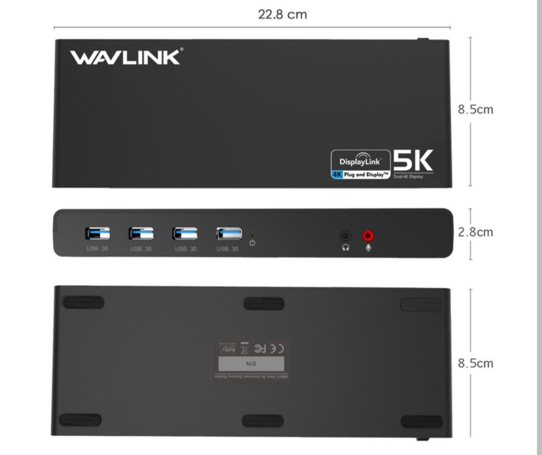 Wavlink Universal USB-C Ultra 5K Docking Station com saídas de vídeo d