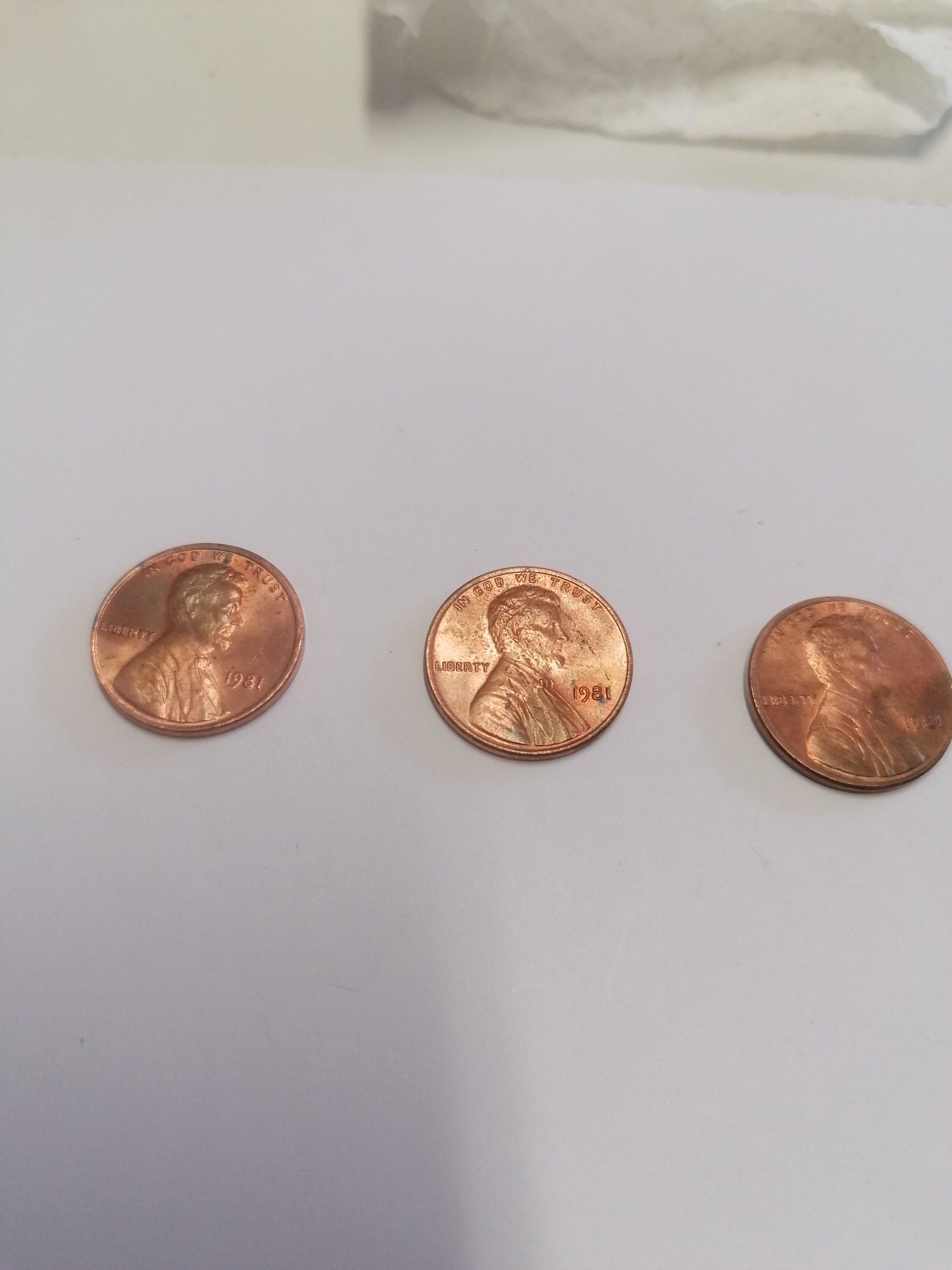 3 moedas One Cent 1981 - USA Abraham Lincoln
