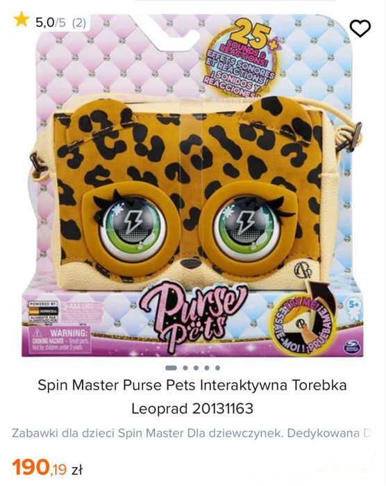 Spin masters purse pets interaktywna torebka leopard lampart beż