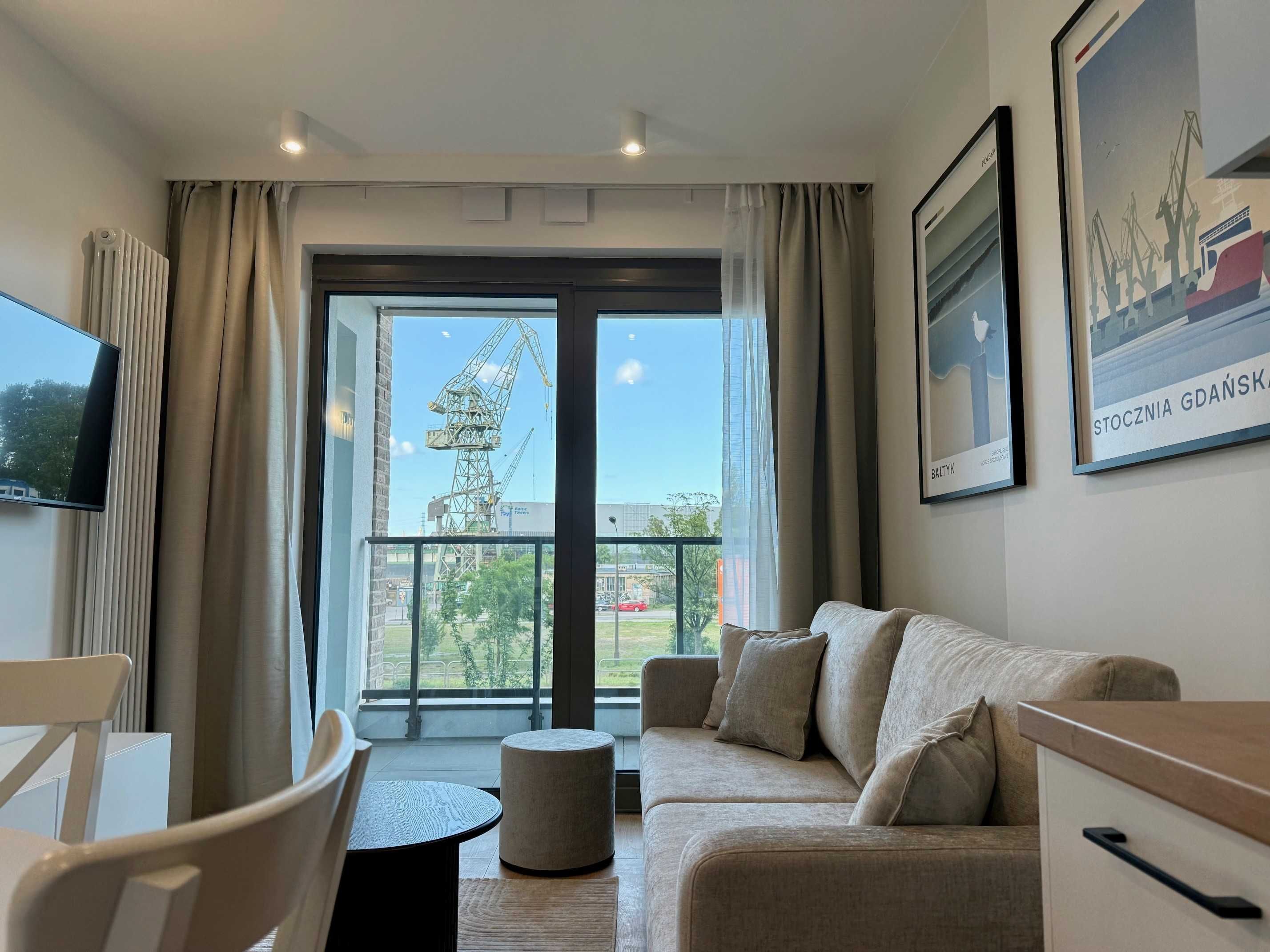 Nowy apartament z widokiem na żurawie Gdańsk Młode Miasto