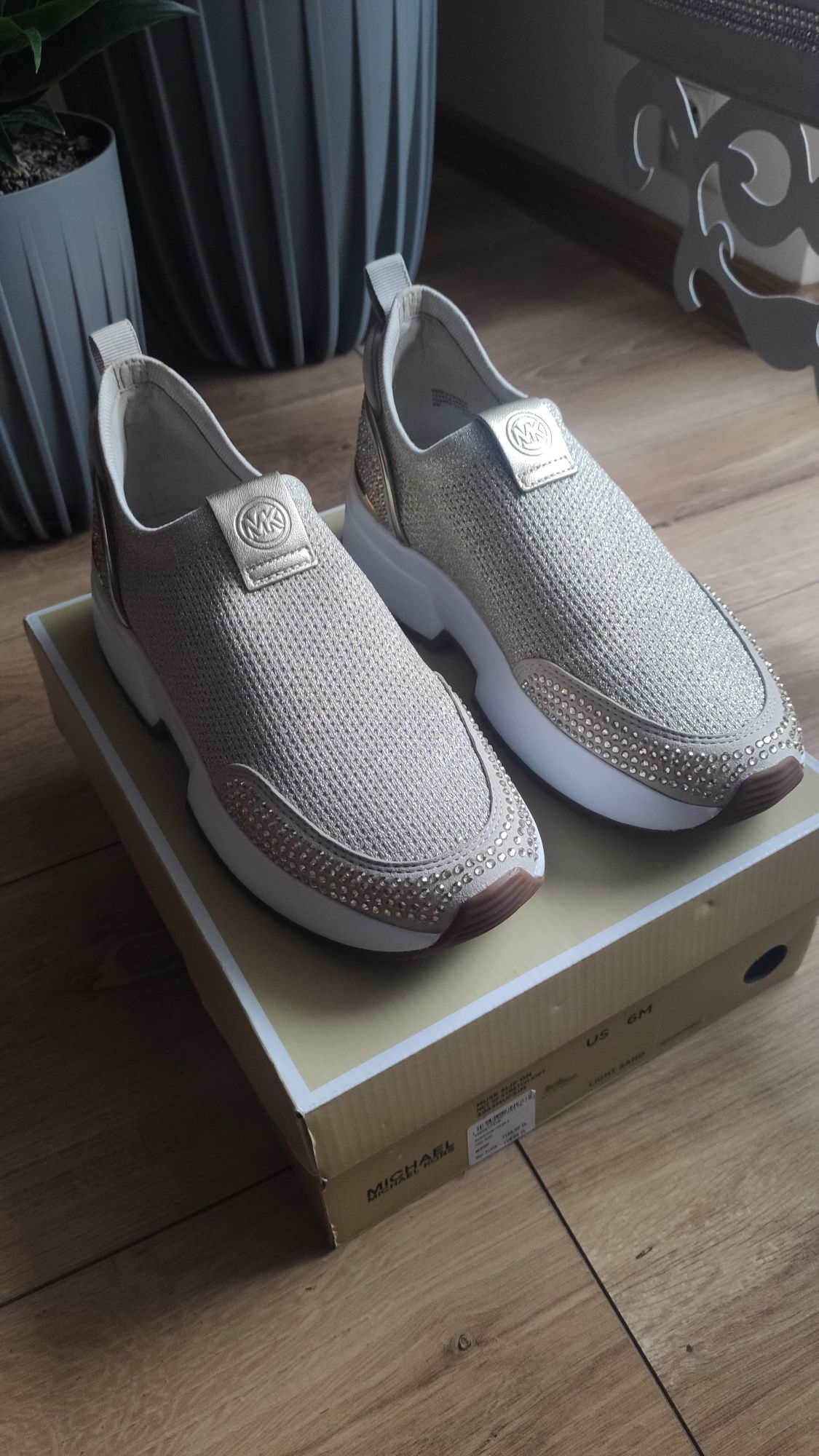 Sneakersy buty Michael Kors Muse Slip On złote oryginalne roz 6M/36