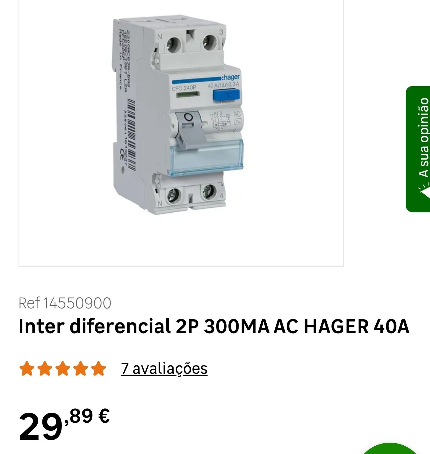 Caixa 6 Unidades Diferencial 2P 300MA AC HAGER 40A