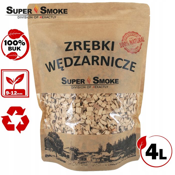 Zrębki Wędzarnicze Super Smoke BUK KL-10 (9-12mm) Large 4L Kraft