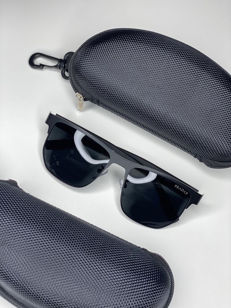 Мужские солнцезащитные очки PRADA полароид Черные с Поляризацией