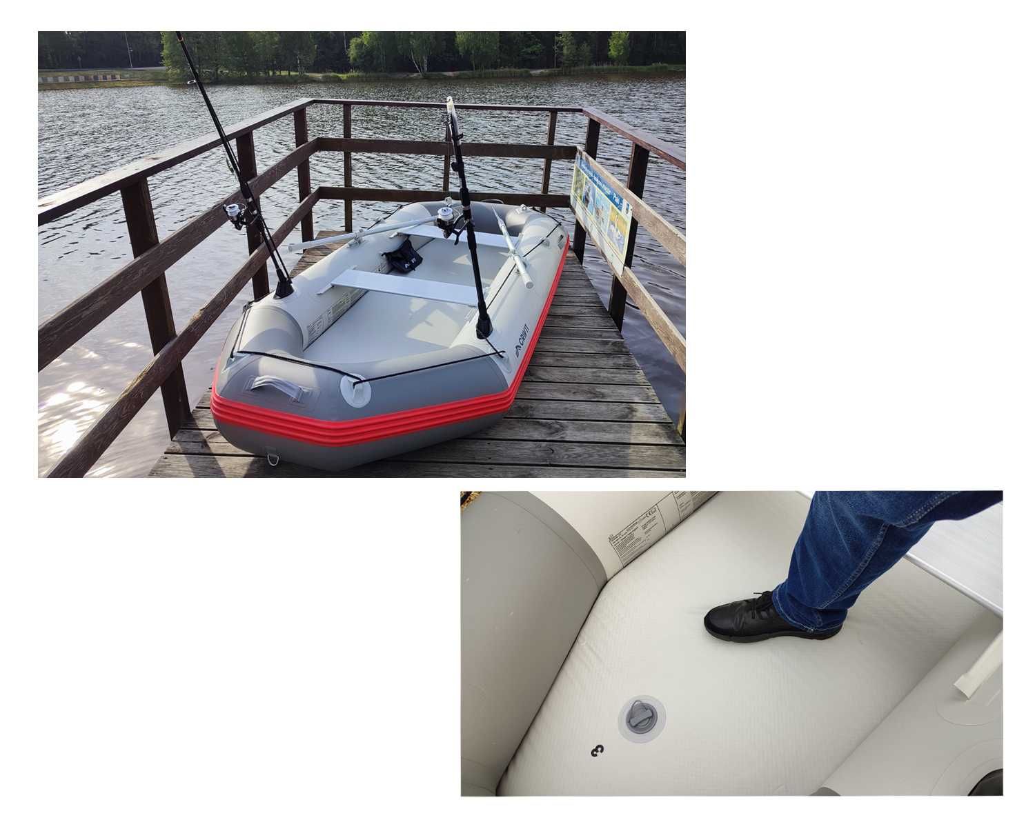 Ponton pompowany 3os. łódka wędkarska 297cm SZTYWNA podłoga 300kg XL