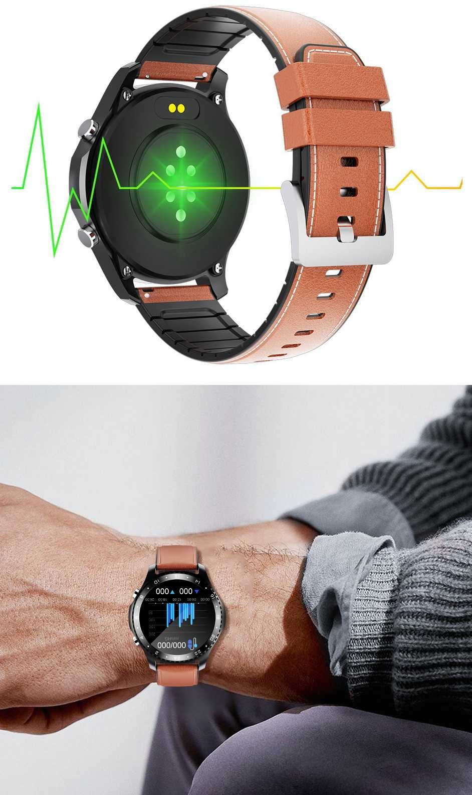 Zegarek męski SMARTWATCH Ciśnieniomierz PULSOMETR TERMOMETR Rozmowy PL