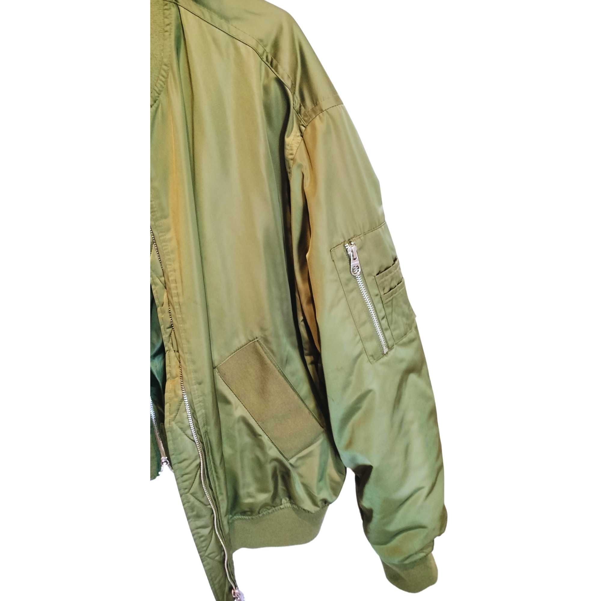 Kurtka bomberka Pull&Bear oliwkowa, rozmiar L, militarny styl