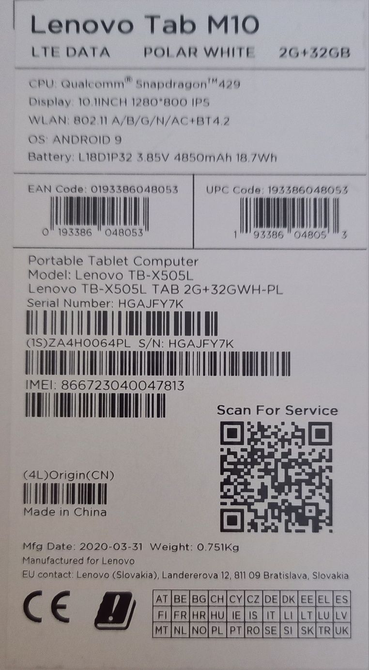 Tablet Lenovo TAB M10 TB-X505L