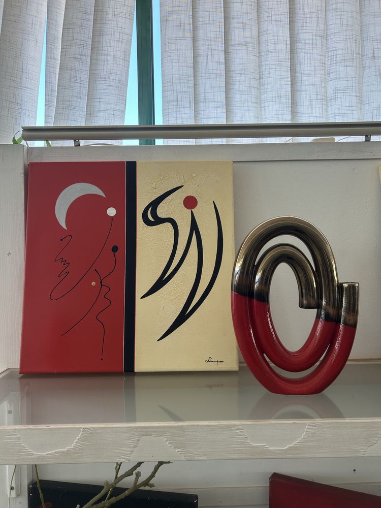 Conjunto de quadro e jarra