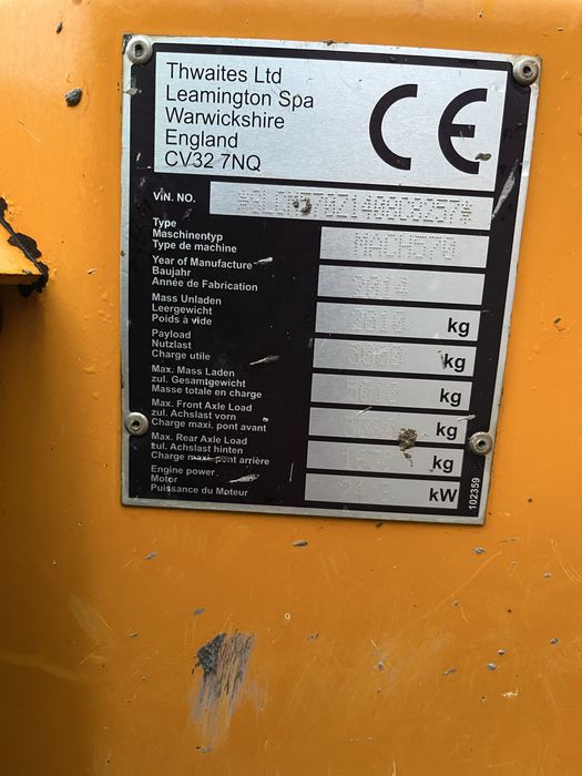 Thwaites 2014R wozidło budowlane 3T proste koleba wywrotka terex ta3s