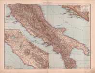 Italia środkowa Włochy Rzym. Efektowna mapa 1893 r. Autentyk