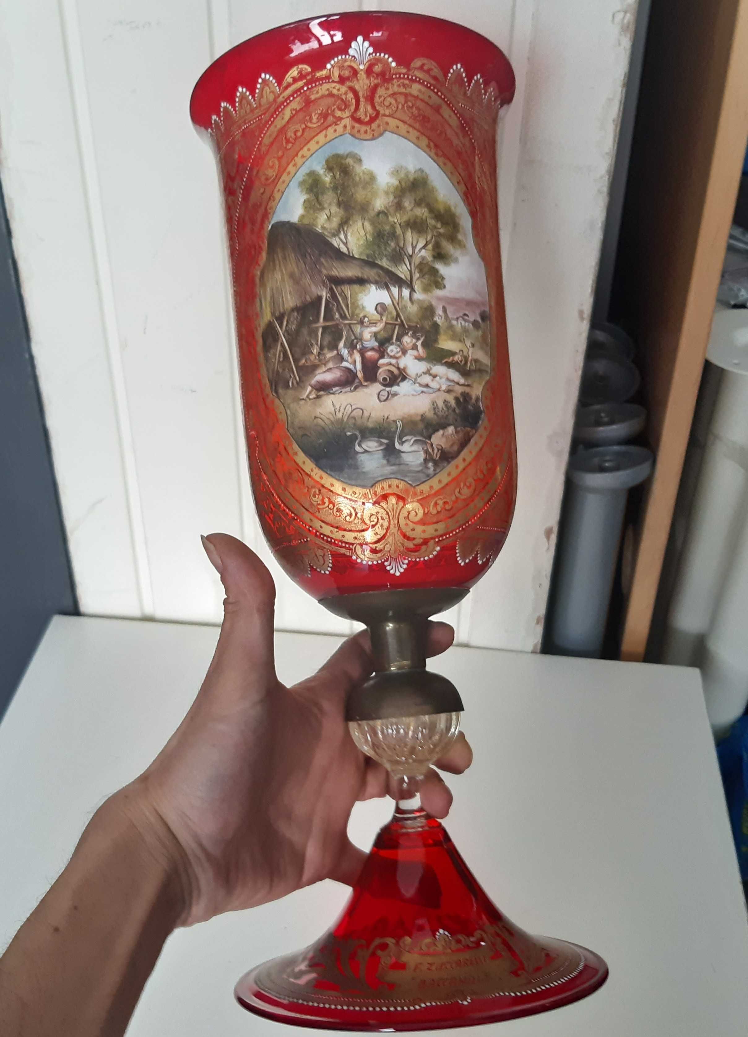 Retro Vintage Antigo Grande Cálice Taça Vidro