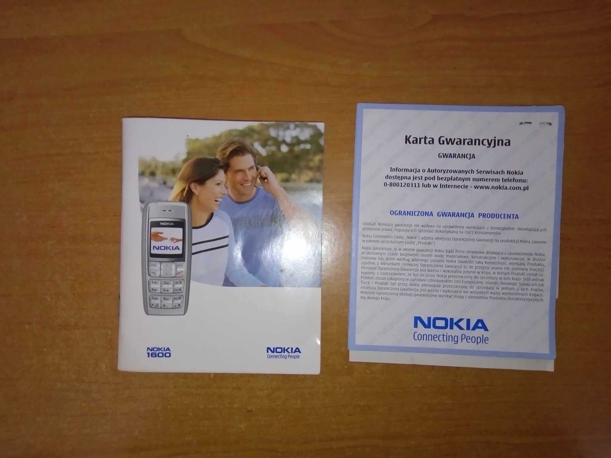 Instrukcja obsługi i karta gwarancyjna oryginalna Nokia 1600 papierowa