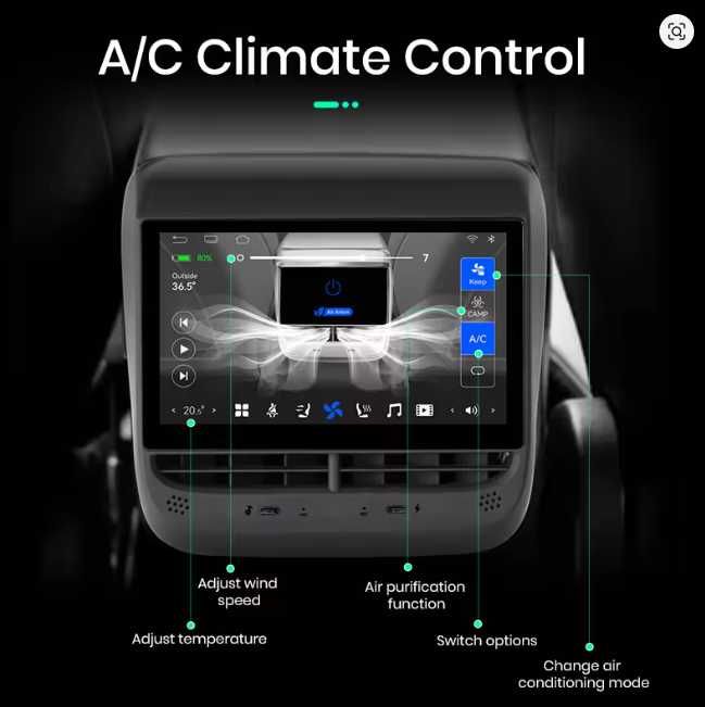 Ecrã transeiro Tesla Model 3 /Y CarPlay e Android Auto